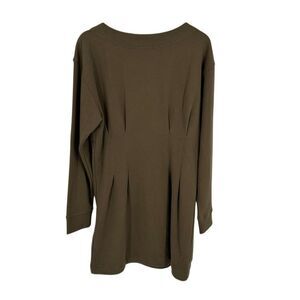 Nation LTD Ronni Mini Dress XL Green Terry Sweatshirt Boat Neck Cinched Waist #h